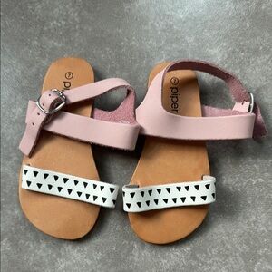 Pink and White Sandals with Adjustable Buckle